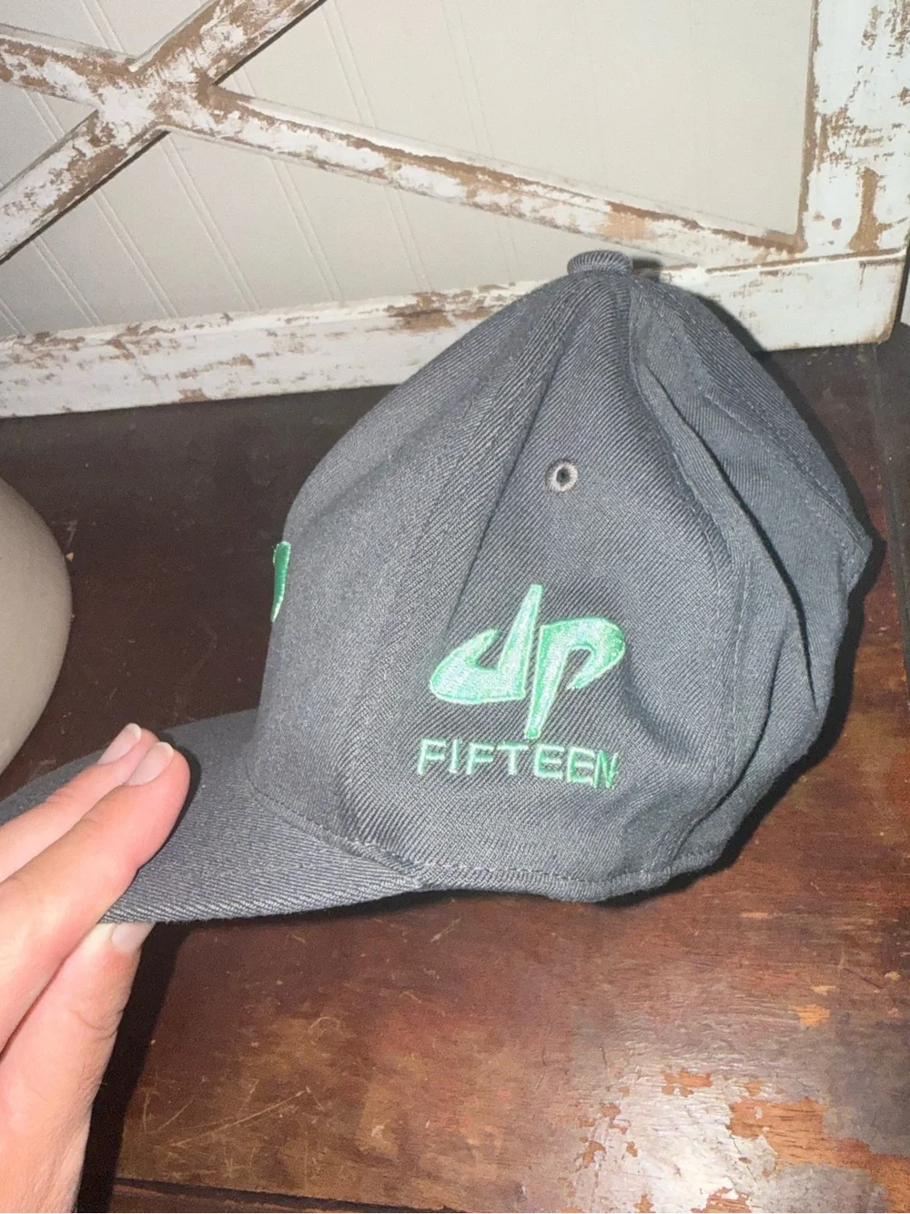 Kids Dark Gray Cap with Mint Green Logo